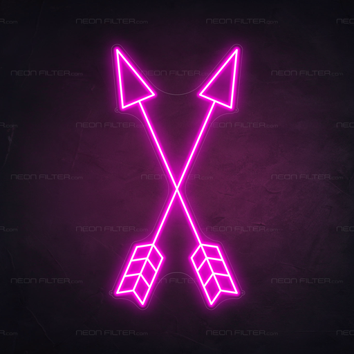 Crossed Arrows Neon Sign in Love Potion Pink