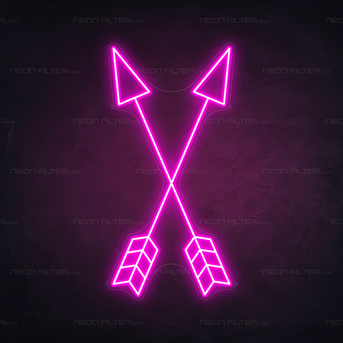 Crossed Arrows Neon Sign in Love Potion Pink