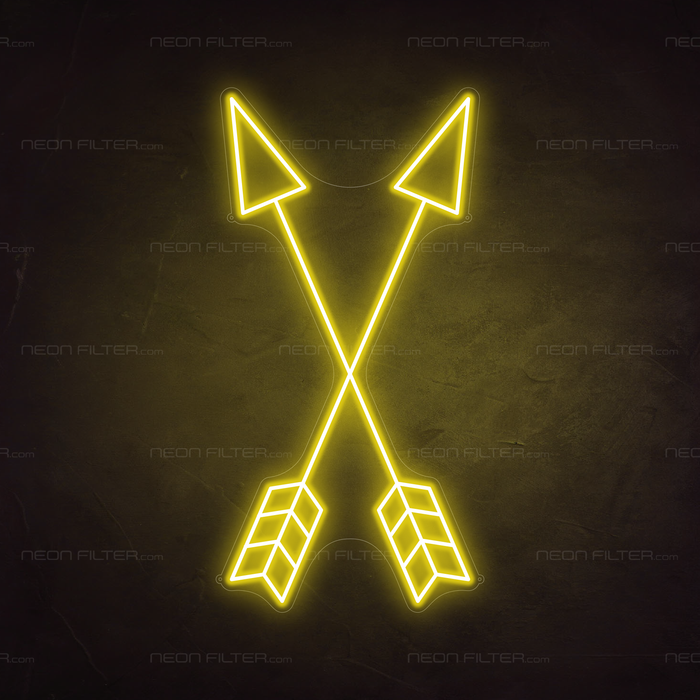 Crossed Arrows Neon Sign in Paradise Yellow