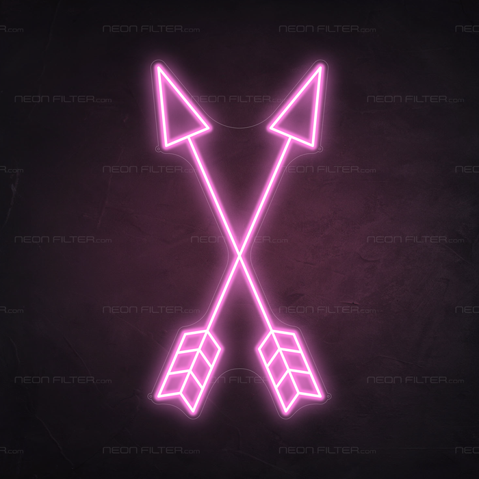 Crossed Arrows Neon Sign in Pastel Pink