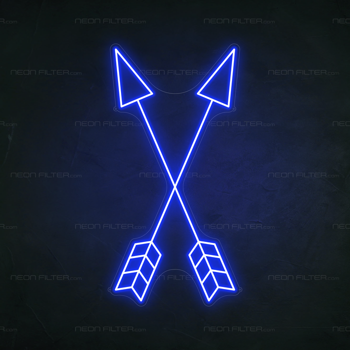 Crossed Arrows Neon Sign in Santorini Blue