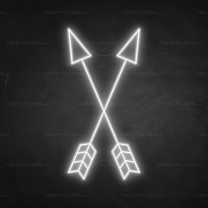 Crossed Arrows Neon Sign in Snow White