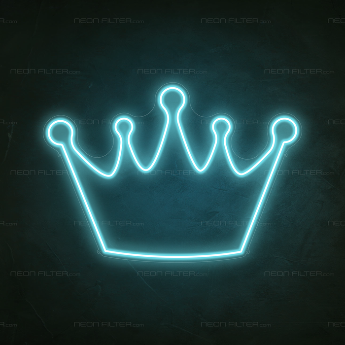 Crown Neon Sign in Glacier blue