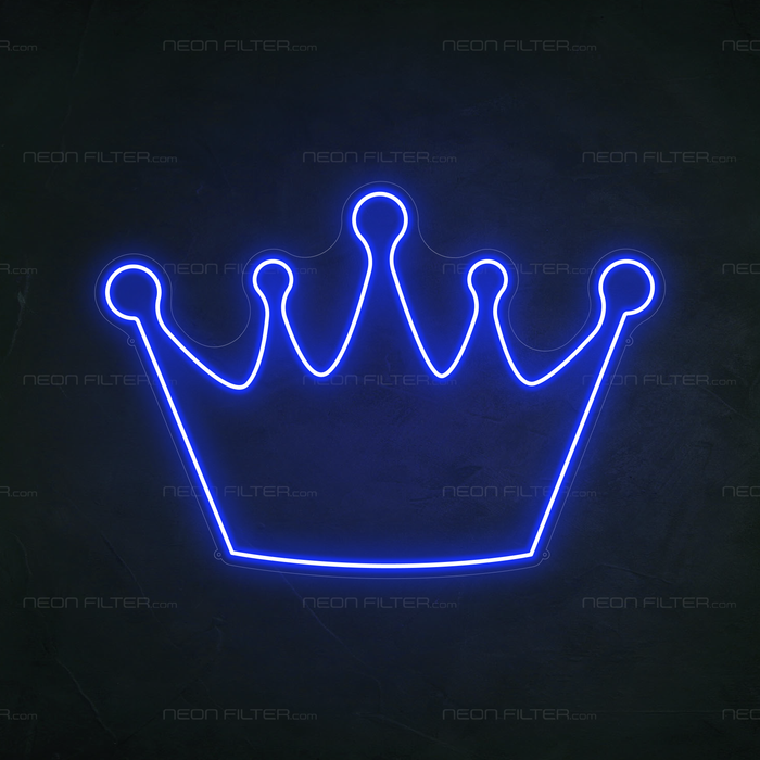 Crown Neon Sign in Santorini Blue