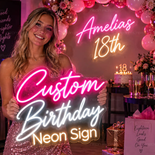 Custom Birthday Neon Sign for Customiser Decor - Neon Filter