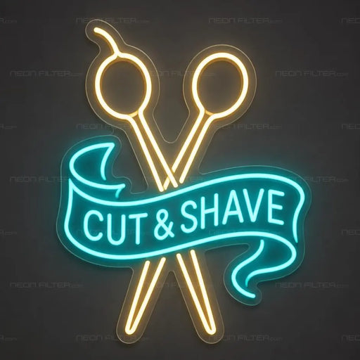 Cut & Shave Tools Neon Sign for BarberShop Decor - Neon Filter