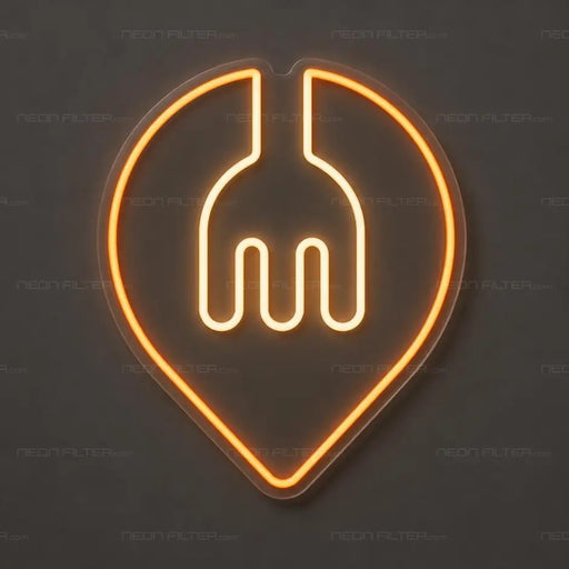 Cutlery Location Pin Neon Sign for FoodandDrinks Decor - Neon Filter