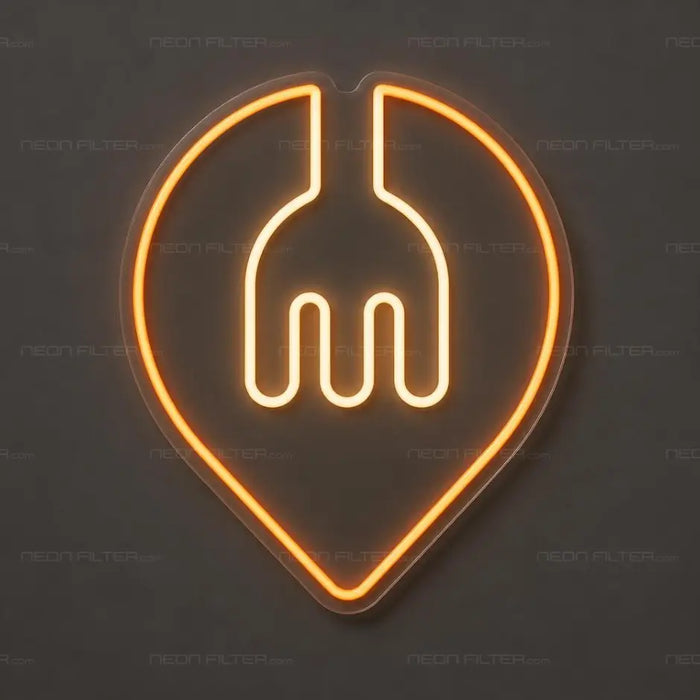 Cutlery Location Pin Neon Sign for FoodandDrinks Decor - Neon Filter