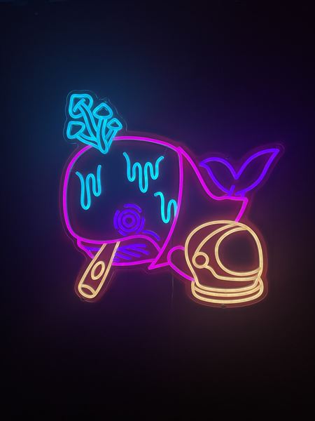 Neon whale artwork