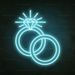 Diamond Rings Neon Sign in Glacier blue