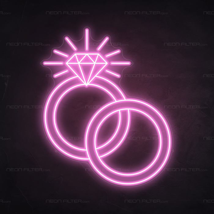 Diamond Rings Neon Sign in Pastel Pink