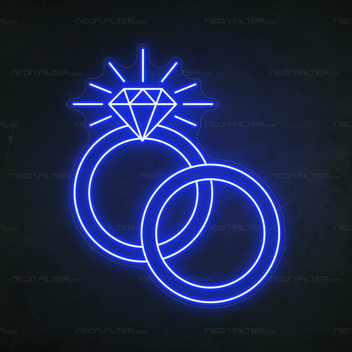 Diamond Rings Neon Sign in Santorini Blue