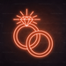 Diamond Rings Neon Sign in Sunset Orange