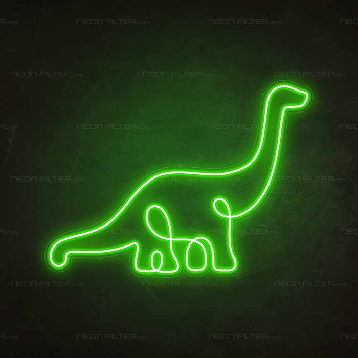 Diplodocus Dinosaur Neon Sign in Glow Up Green