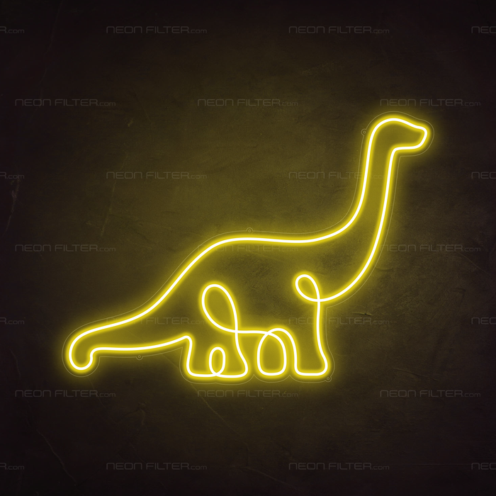 Diplodocus Dinosaur Neon Sign in Paradise Yellow