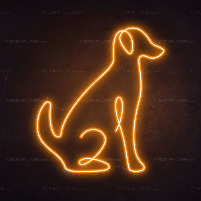 Dog Neon Sign in Hey Pumpkin Orange