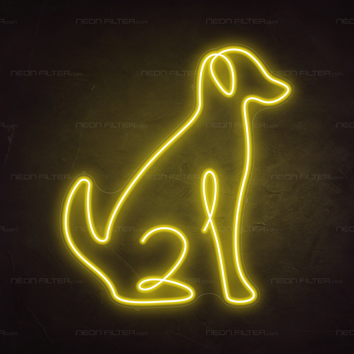 Dog Neon Sign in Paradise Yellow