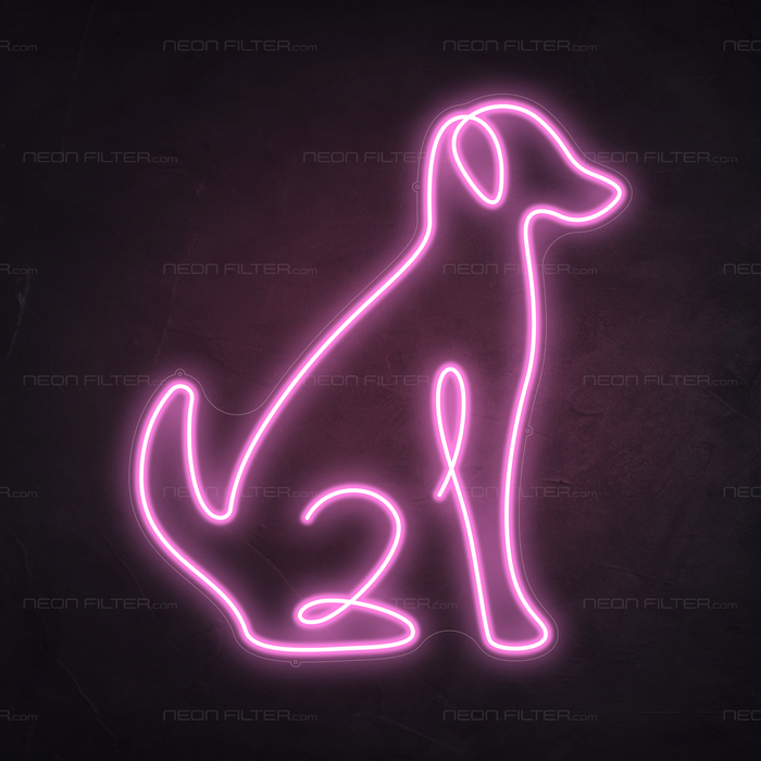 Dog Neon Sign in Pastel Pink