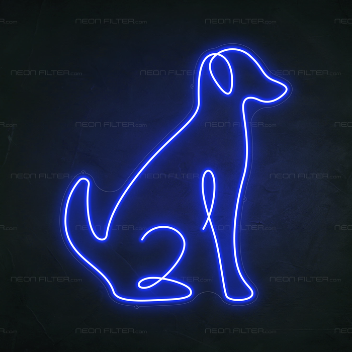 Dog Neon Sign in Santorini Blue