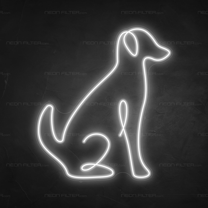 Dog Neon Sign in Snow White