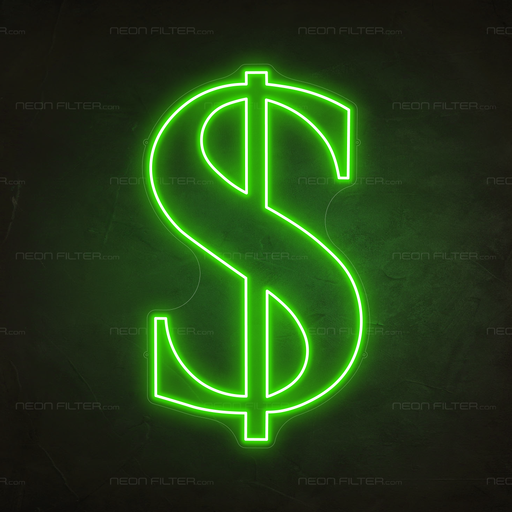 Dollar Neon Sign in Glow Up Green