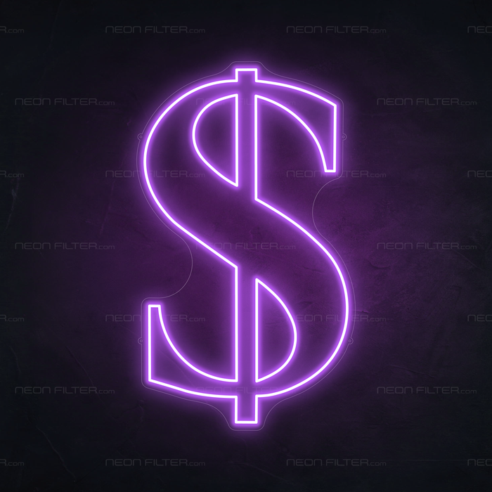 Dollar Neon Sign in Hopeless Romantic Purple