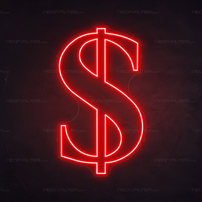 Dollar Neon Sign in Hot Mama Red