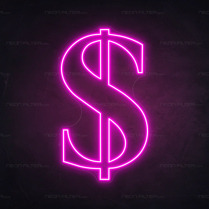 Dollar Neon Sign in Love Potion Pink