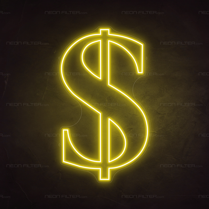 Dollar Neon Sign in Paradise Yellow