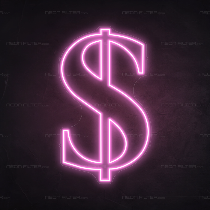 Dollar Neon Sign in Pastel Pink