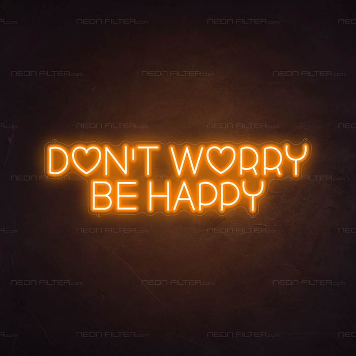 Don't Worry Be Happy Neon Light in Hey Pumpkin Orange