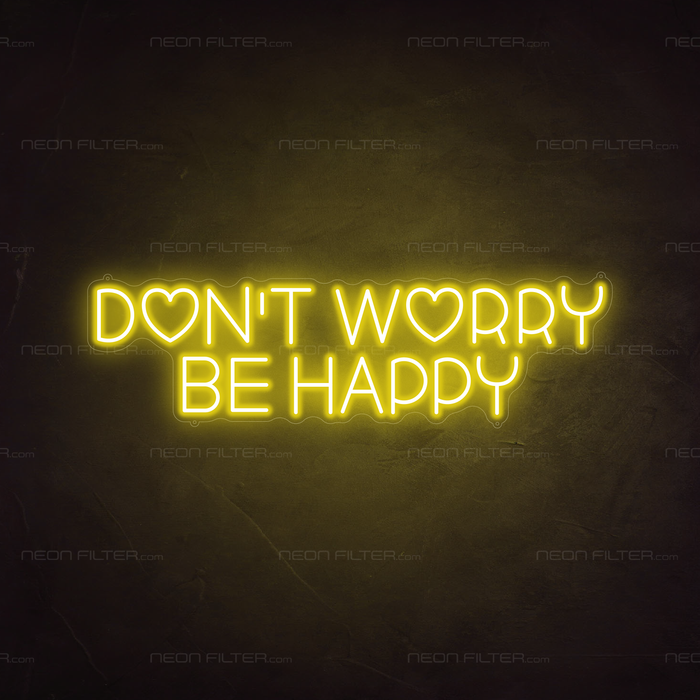 Don't Worry Be Happy Neon Light in Paradise Yellow