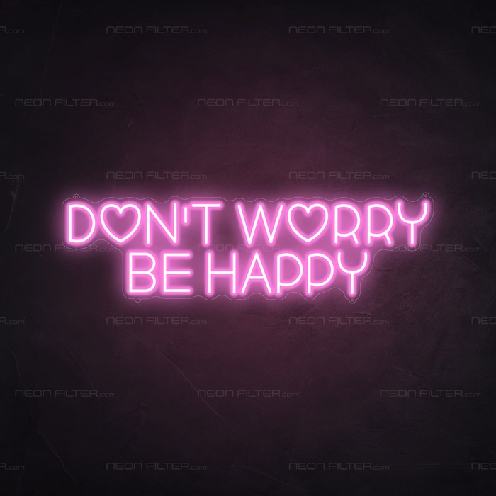 Don't Worry Be Happy Neon Light in Pastel Pink