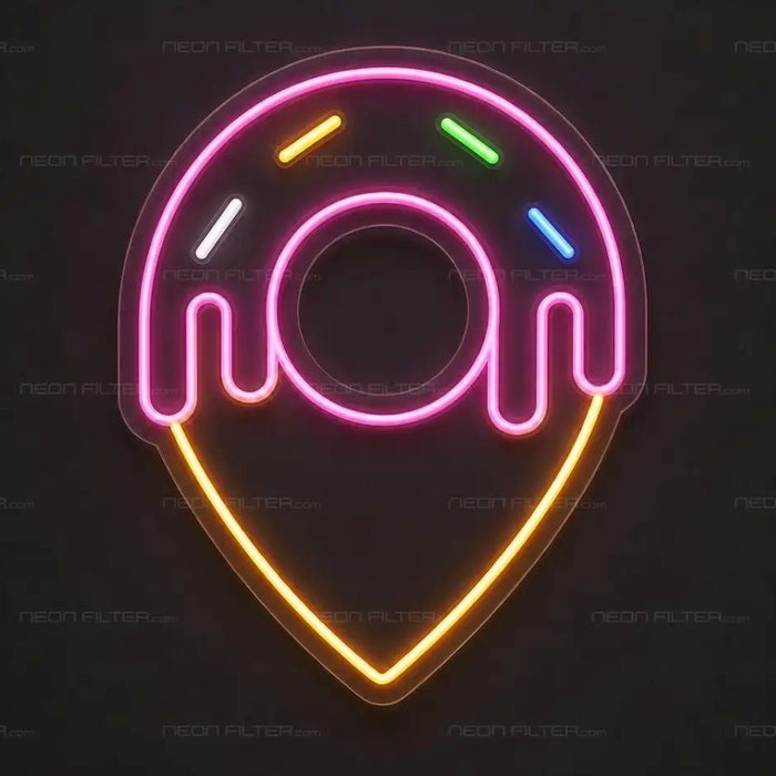 Donut Location Pin Neon Sign for FoodandDrinks Decor - Neon Filter