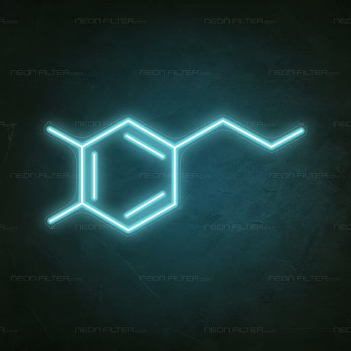 Dopamine Molecule Neon Sign in Glacier blue