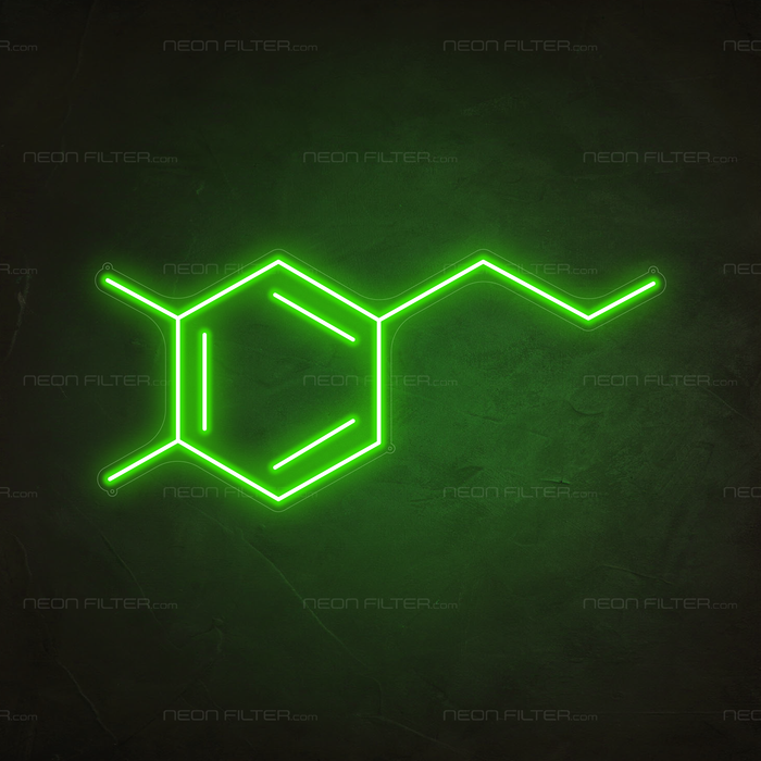 Dopamine Molecule Neon Sign in Glow Up Green