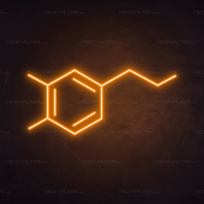 Dopamine Molecule Neon Sign in Hey Pumpkin Orange