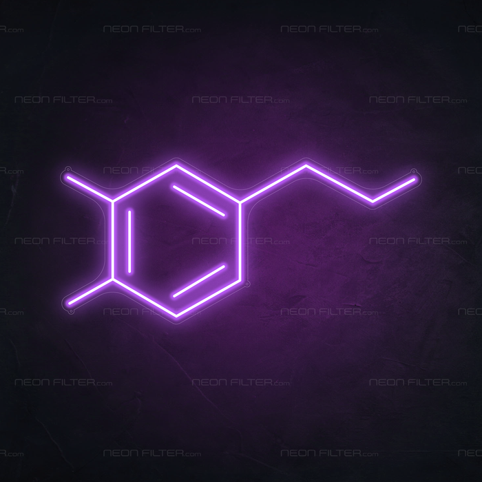 Dopamine Molecule Neon Sign in Hopeless Romantic Purple