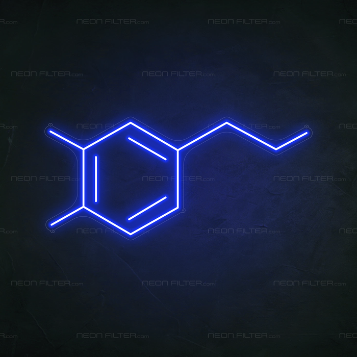 Dopamine Molecule Neon Sign in Santorini Blue