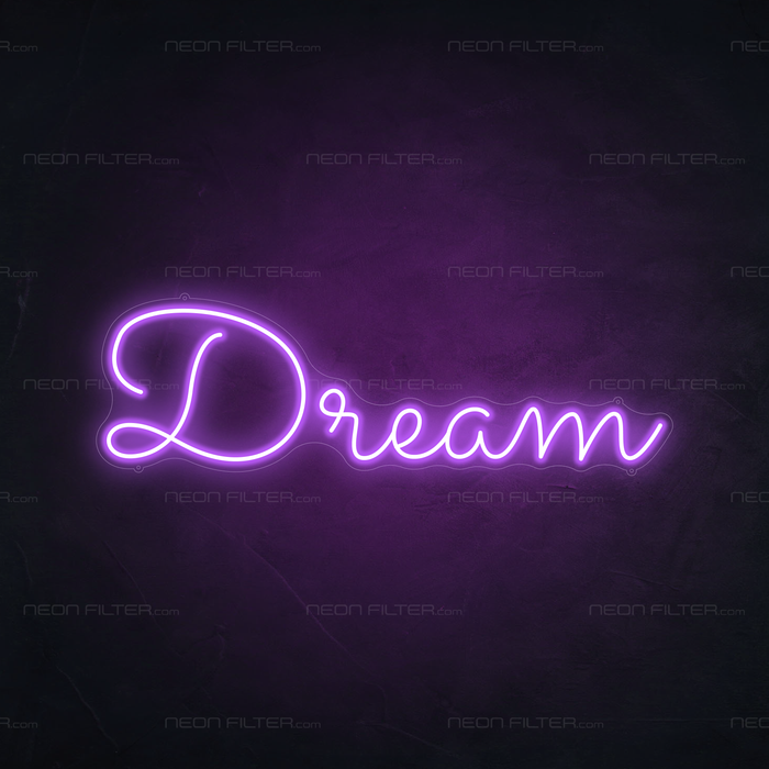 Dream Neon Sign in Hopeless Romantic Purple