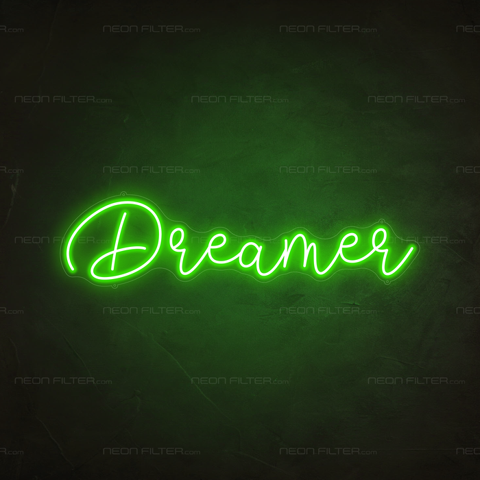 Dreamer Neon Sign in Glow Up Green