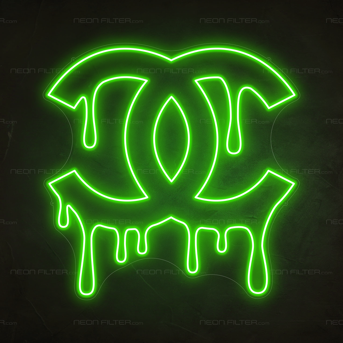 Dripping Chanel Neon Sign in Glow Up Green