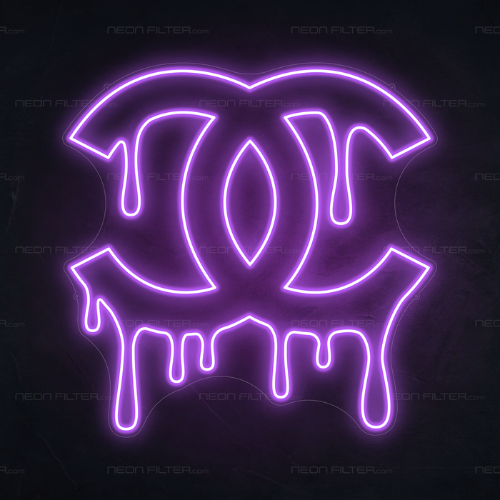 Dripping Chanel Neon Sign in Hopeless Romantic Purple