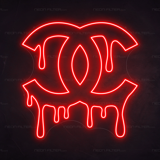 Dripping Chanel Neon Sign in Hot Mama Red