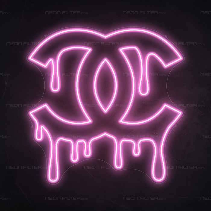 Dripping Chanel Neon Sign in Pastel Pink