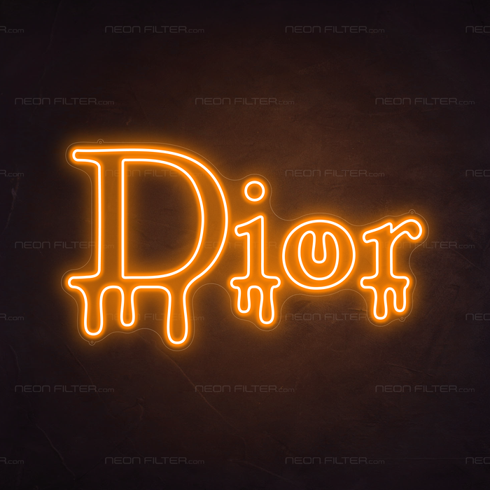 Dripping Dior Neon Sign in Hey Pumpkin Orange