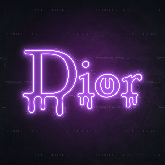 Dripping Dior Neon Sign in Hopeless Romantic Purple