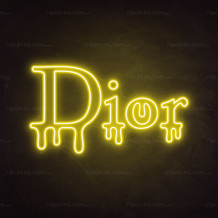 Dripping Dior Neon Sign in Paradise Yellow