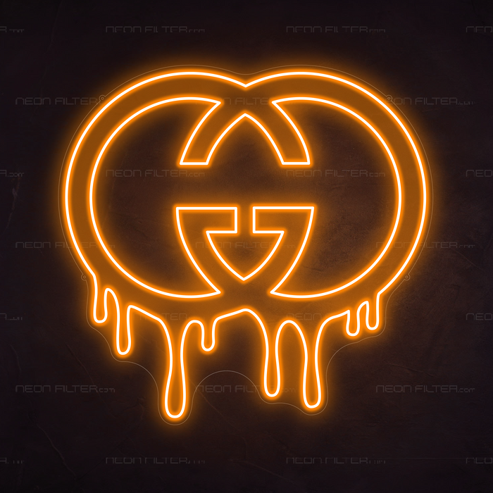 Dripping Gucci Neon Sign in Hey Pumpkin Orange