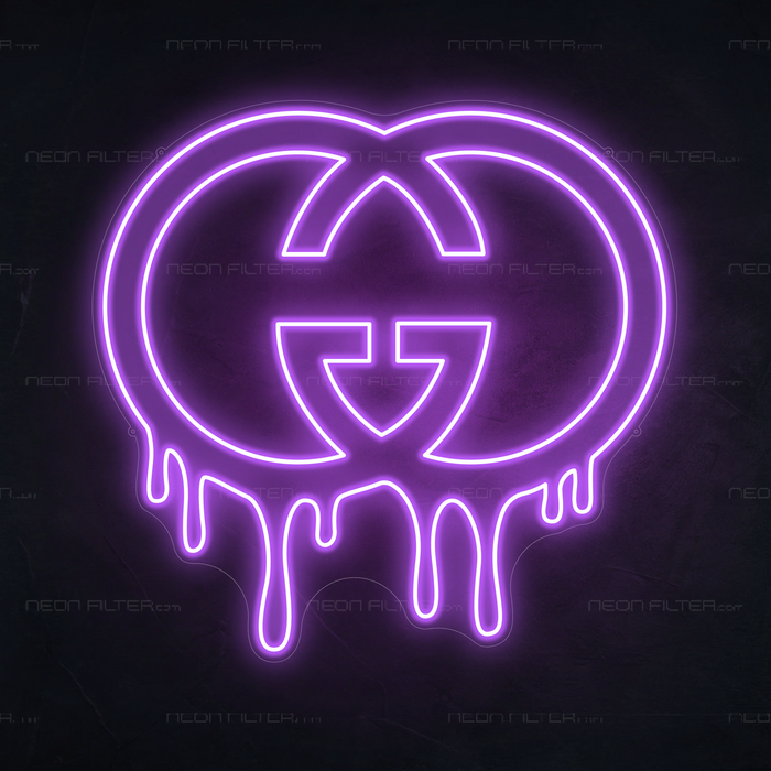 Dripping Gucci Neon Sign in Hopeless Romantic Purple